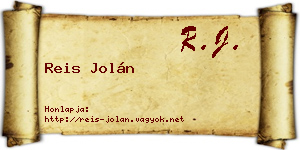 Reis Jolán névjegykártya